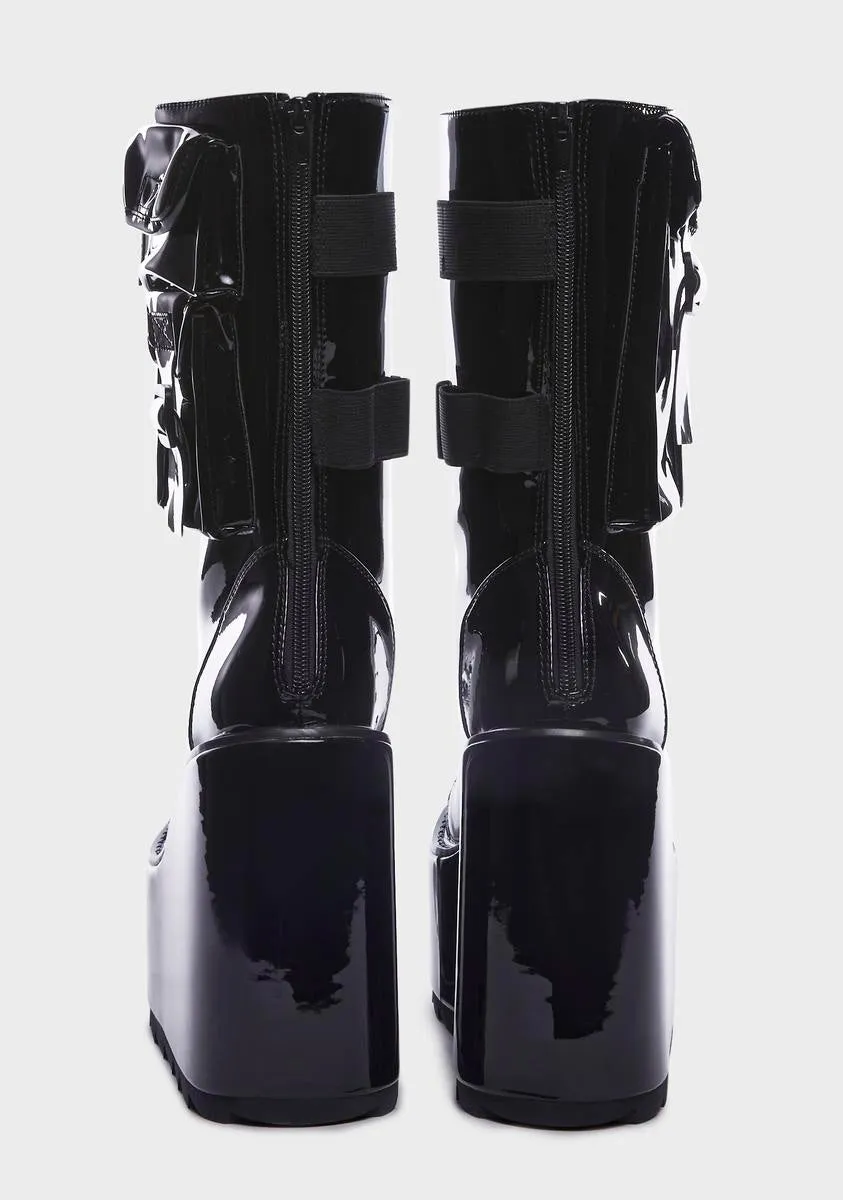 Black Patent Dune Desert Platform Boots
