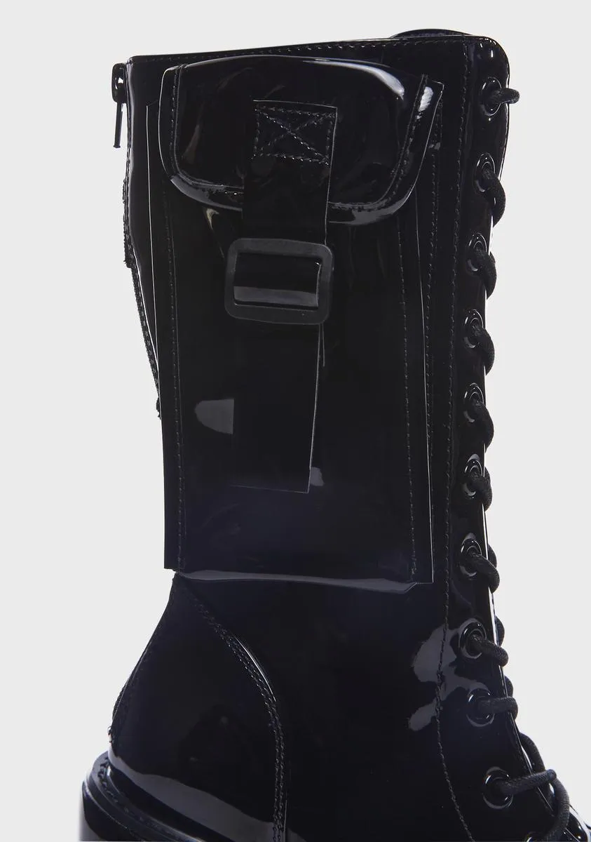 Black Patent Dune Desert Platform Boots