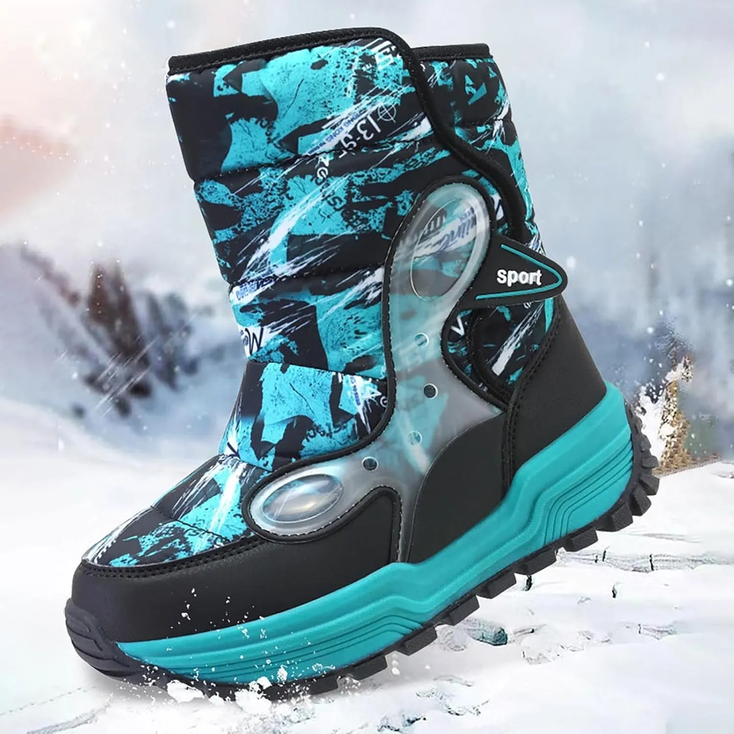 Boys Snow Shoes Outdoor Warm Comfortable Non Slip Mid Calf Padded Small Big Kids Winter Shoes Girl's Riding Boots