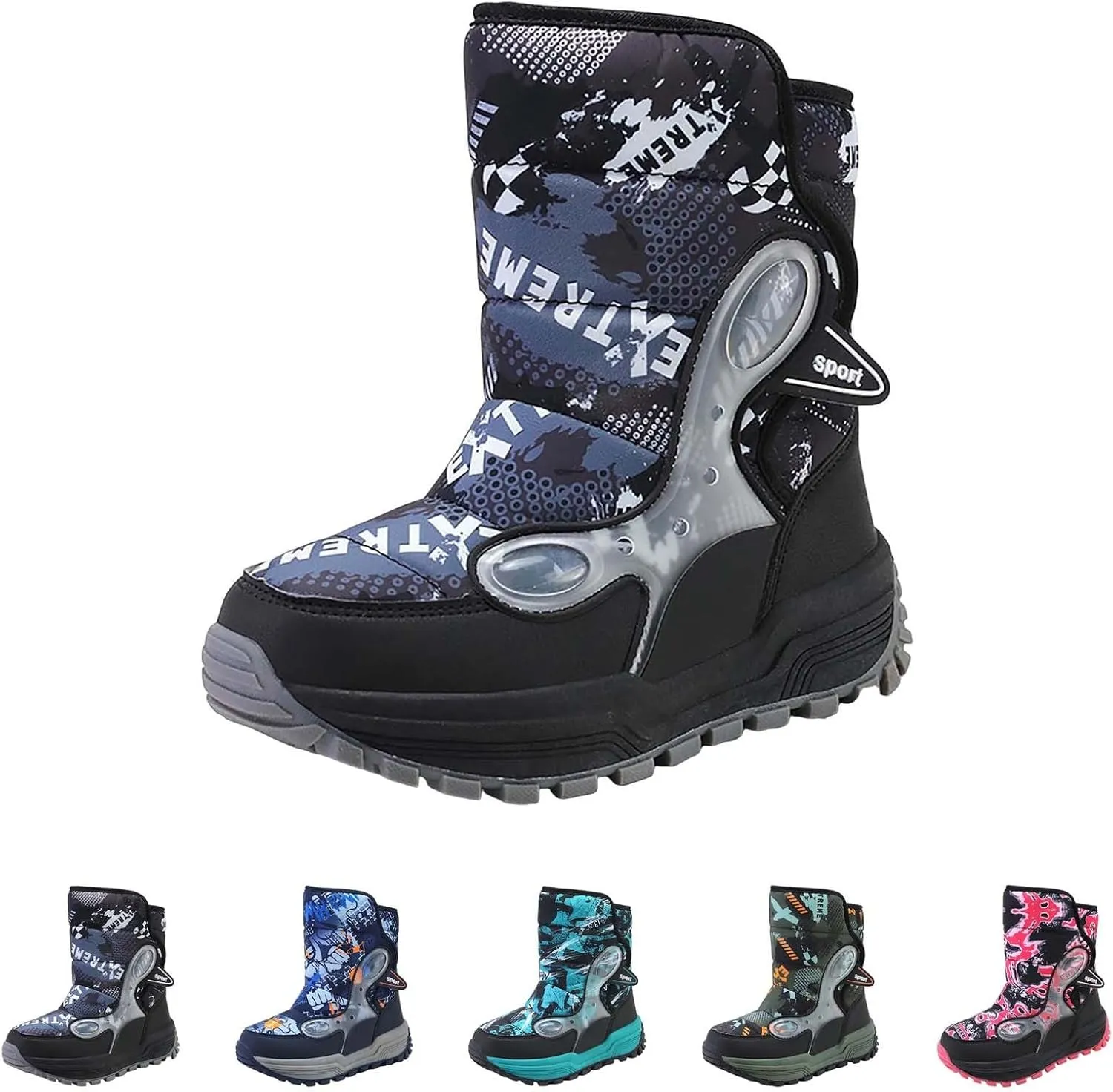 Boys Snow Shoes Outdoor Warm Comfortable Non Slip Mid Calf Padded Small Big Kids Winter Shoes Girl's Riding Boots