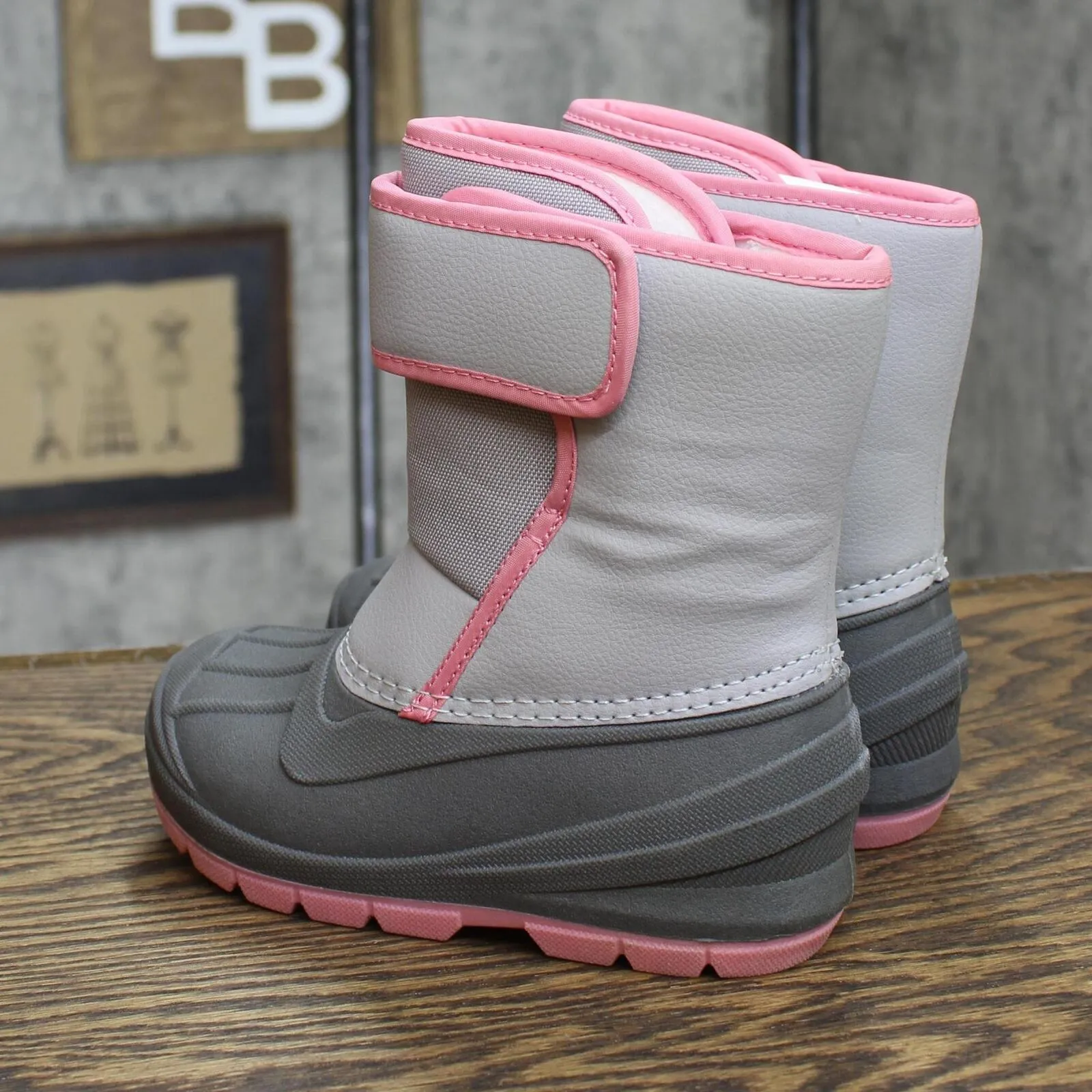 Cat & Jack Toddler Girls' Lenny Winter Boots AEX55 Gray / Pink 9T
