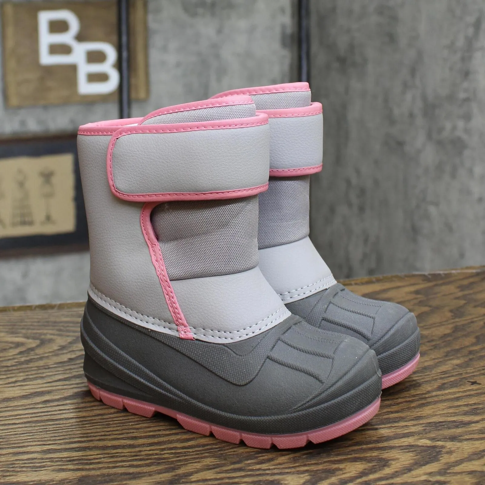 Cat & Jack Toddler Girls' Lenny Winter Boots AEX55 Gray / Pink 9T
