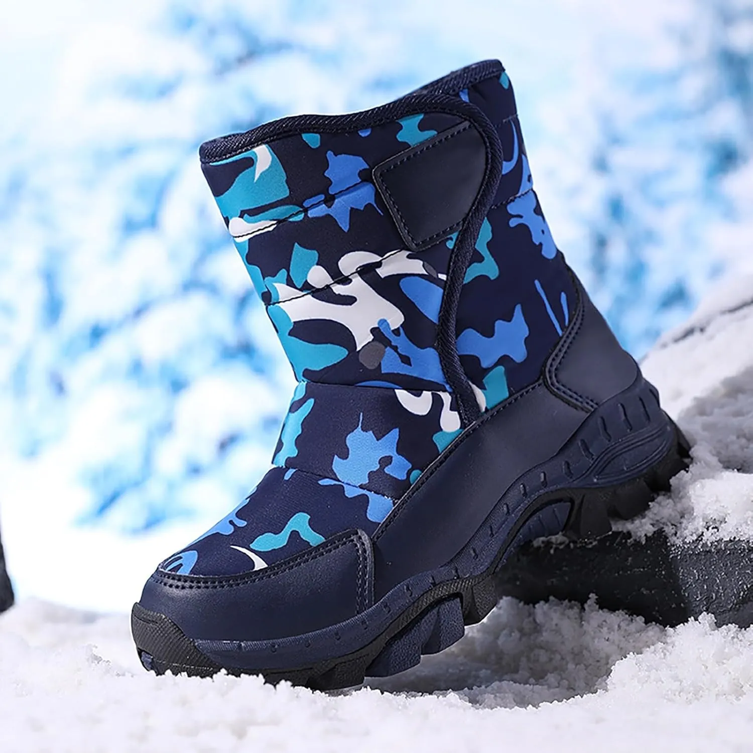 Girls Boys Snow Boots Outdoor Warm Anti Slip Mid Calf Slip On Boots Children's Winter Shoes Rain Boots Toddler Girl