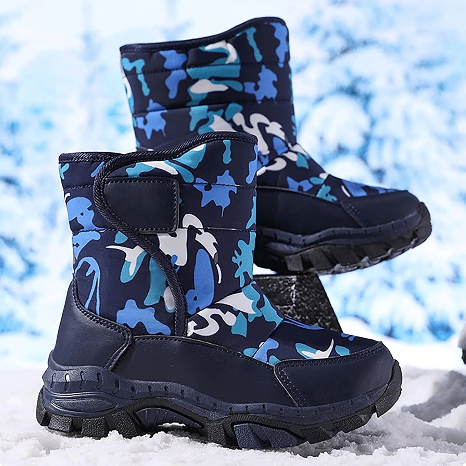 Girls Boys Snow Boots Outdoor Warm Anti Slip Mid Calf Slip On Boots Children's Winter Shoes Rain Boots Toddler Girl