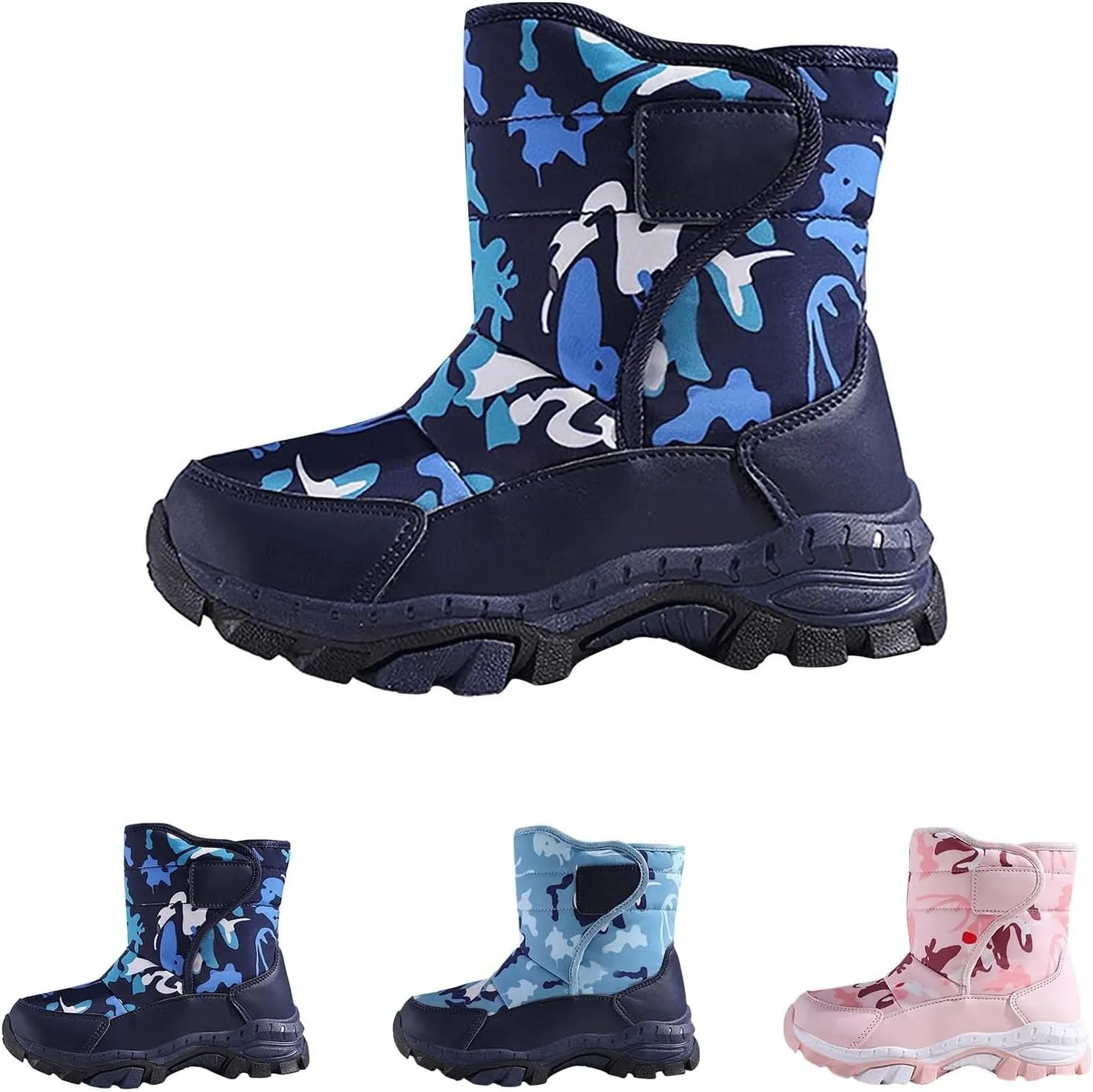 Girls Boys Snow Boots Outdoor Warm Anti Slip Mid Calf Slip On Boots Children's Winter Shoes Rain Boots Toddler Girl