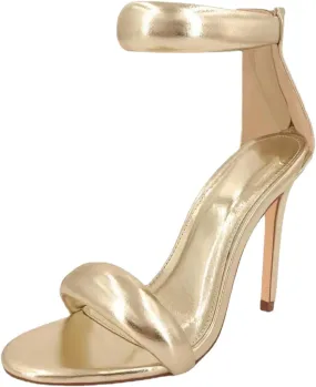 Gold High Heels for Women Sexy Back Zipper Sandals Round Ankle Strappy Stiletto Open Toe Heel Sandals with Wedding