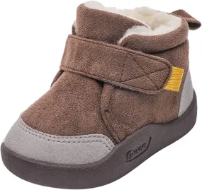 Insulated Snow Ankle Boot For Boy Non Slip Plush Lined Winter Walking Shoes For Boy Wide Toe Box Warm Snow Boots