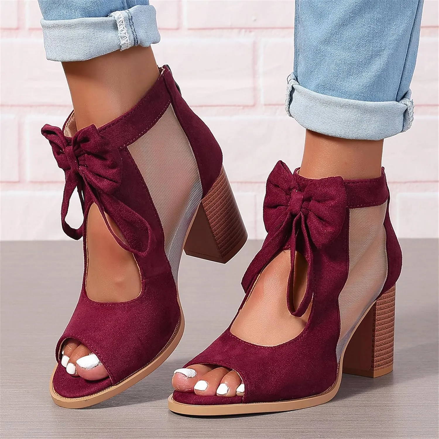 Ladmiple Chunky Heels For Women Dressy Sandals Open Toe Ankle Strap Comfortable Party Dress Wedding Pumps Shoes Block Heels