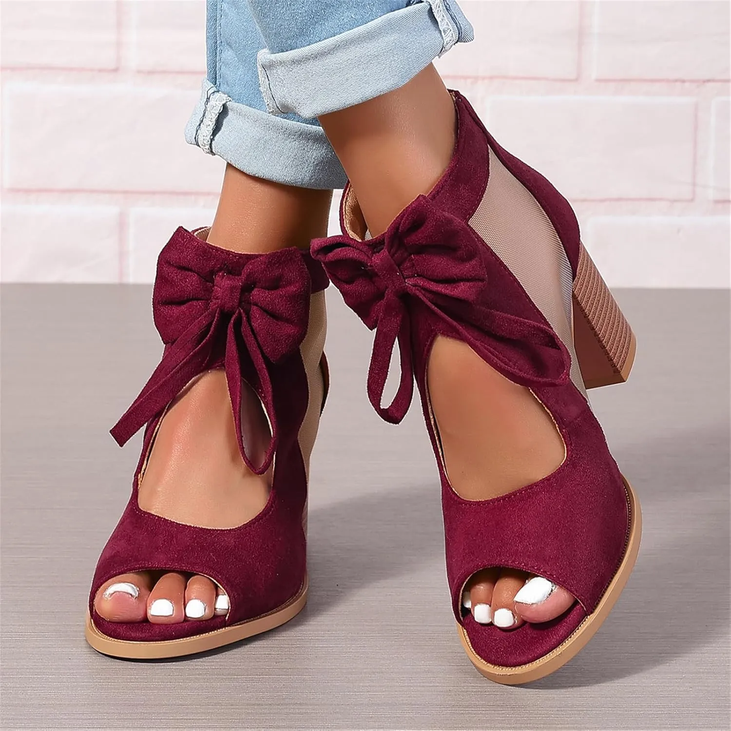 Ladmiple Chunky Heels For Women Dressy Sandals Open Toe Ankle Strap Comfortable Party Dress Wedding Pumps Shoes Block Heels