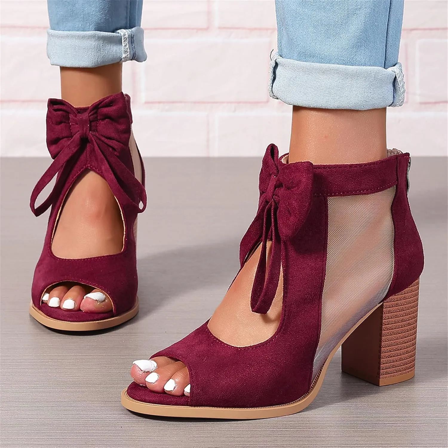 Ladmiple Chunky Heels For Women Dressy Sandals Open Toe Ankle Strap Comfortable Party Dress Wedding Pumps Shoes Block Heels