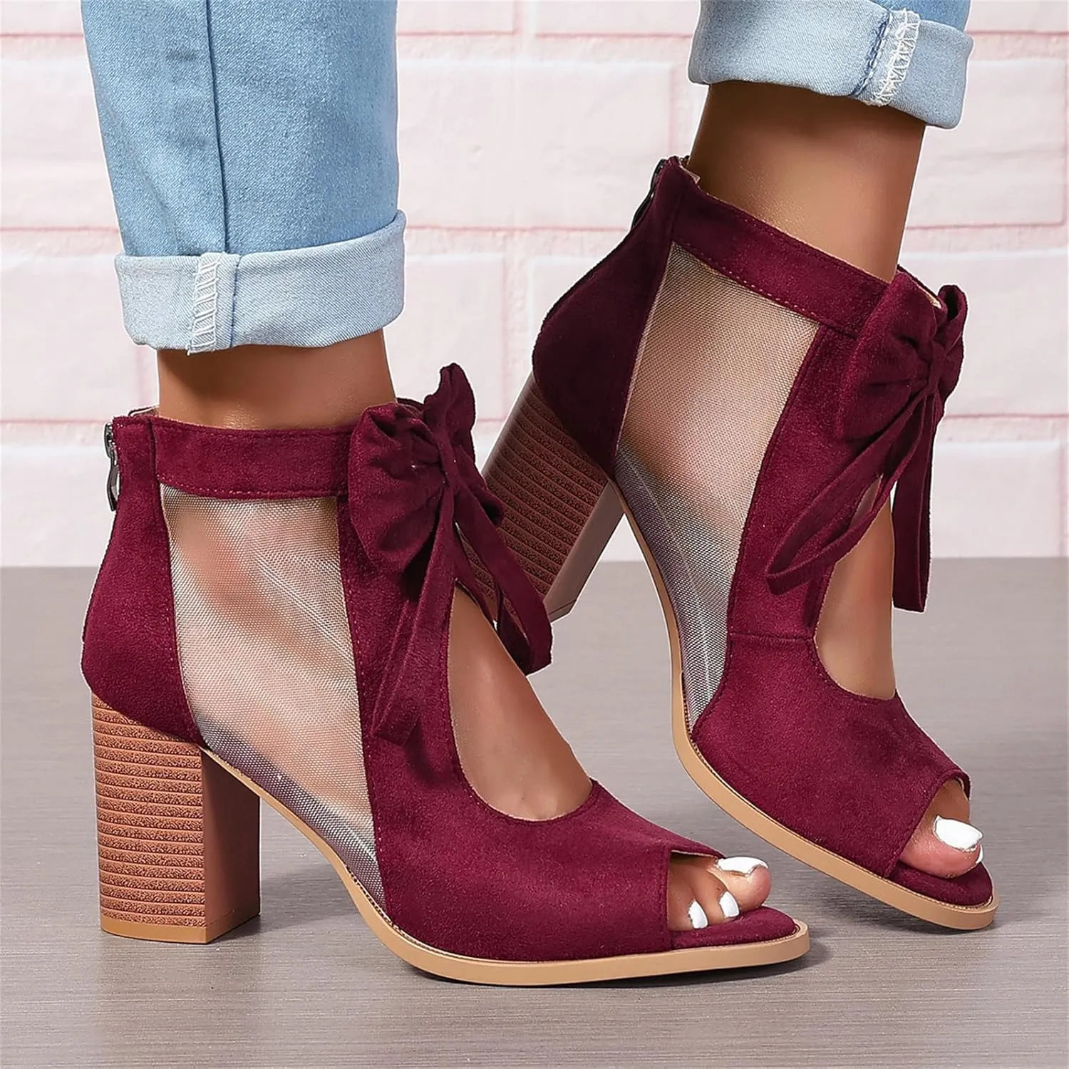 Ladmiple Chunky Heels For Women Dressy Sandals Open Toe Ankle Strap Comfortable Party Dress Wedding Pumps Shoes Block Heels