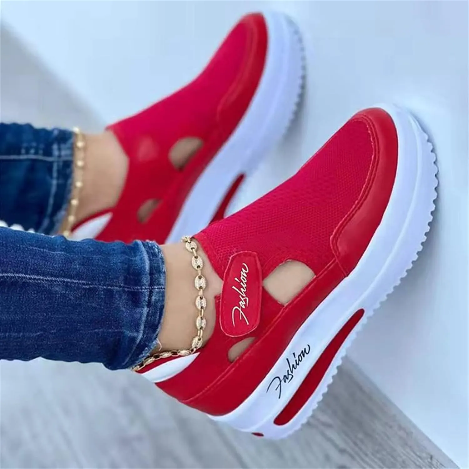 Ladmiple Sneakers For Women Walking Shoes Lace-up Classic Fashion Dressy Casual Summer Slip On Platform Flats Loafers