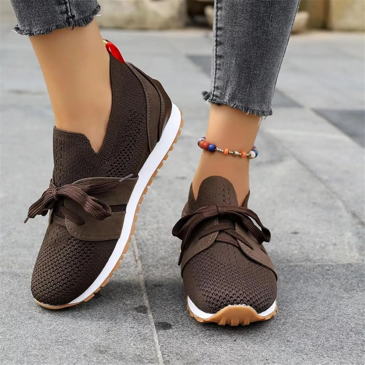 Lausiuoe Slip On Sneakers Women Arch Support Athletic Walking Shoes Casual Mesh-Comfortable Tennis Workout Running Gym Shoes