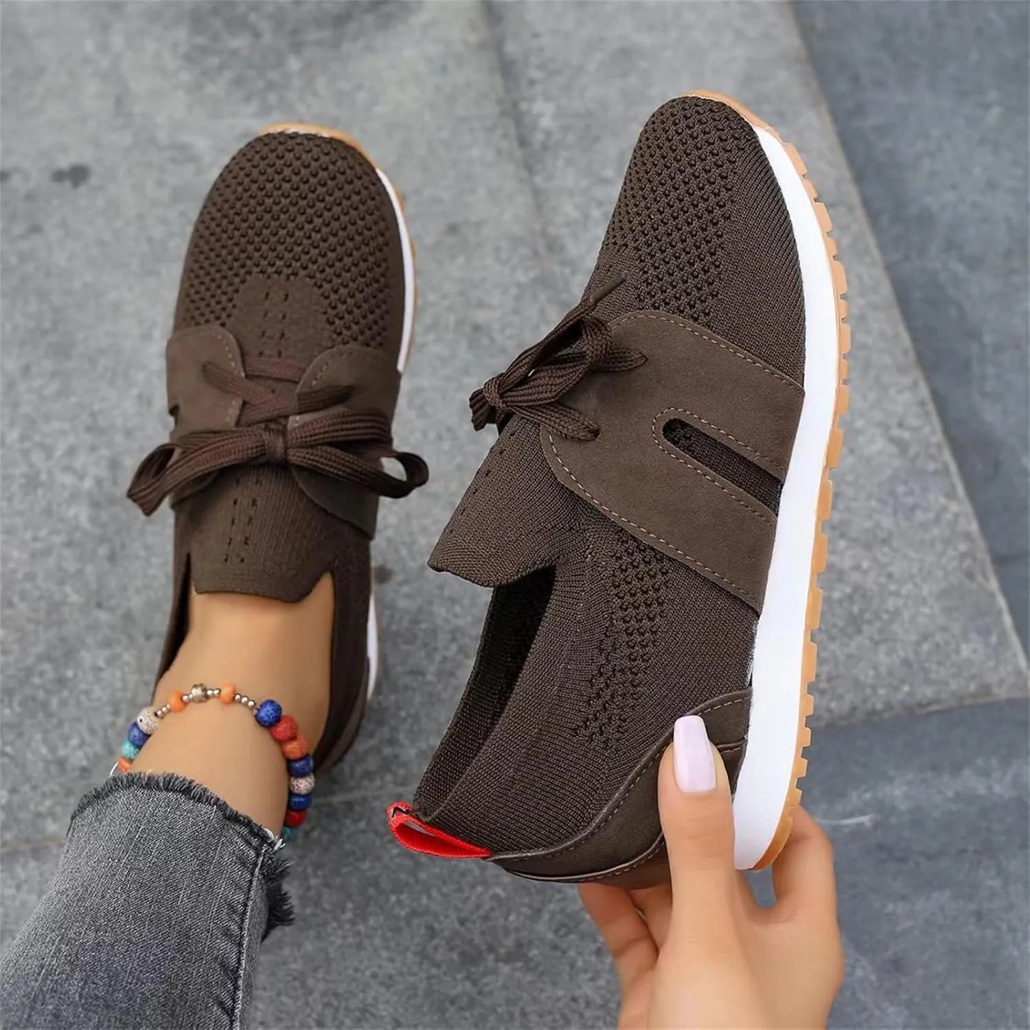 Lausiuoe Slip On Sneakers Women Arch Support Athletic Walking Shoes Casual Mesh-Comfortable Tennis Workout Running Gym Shoes
