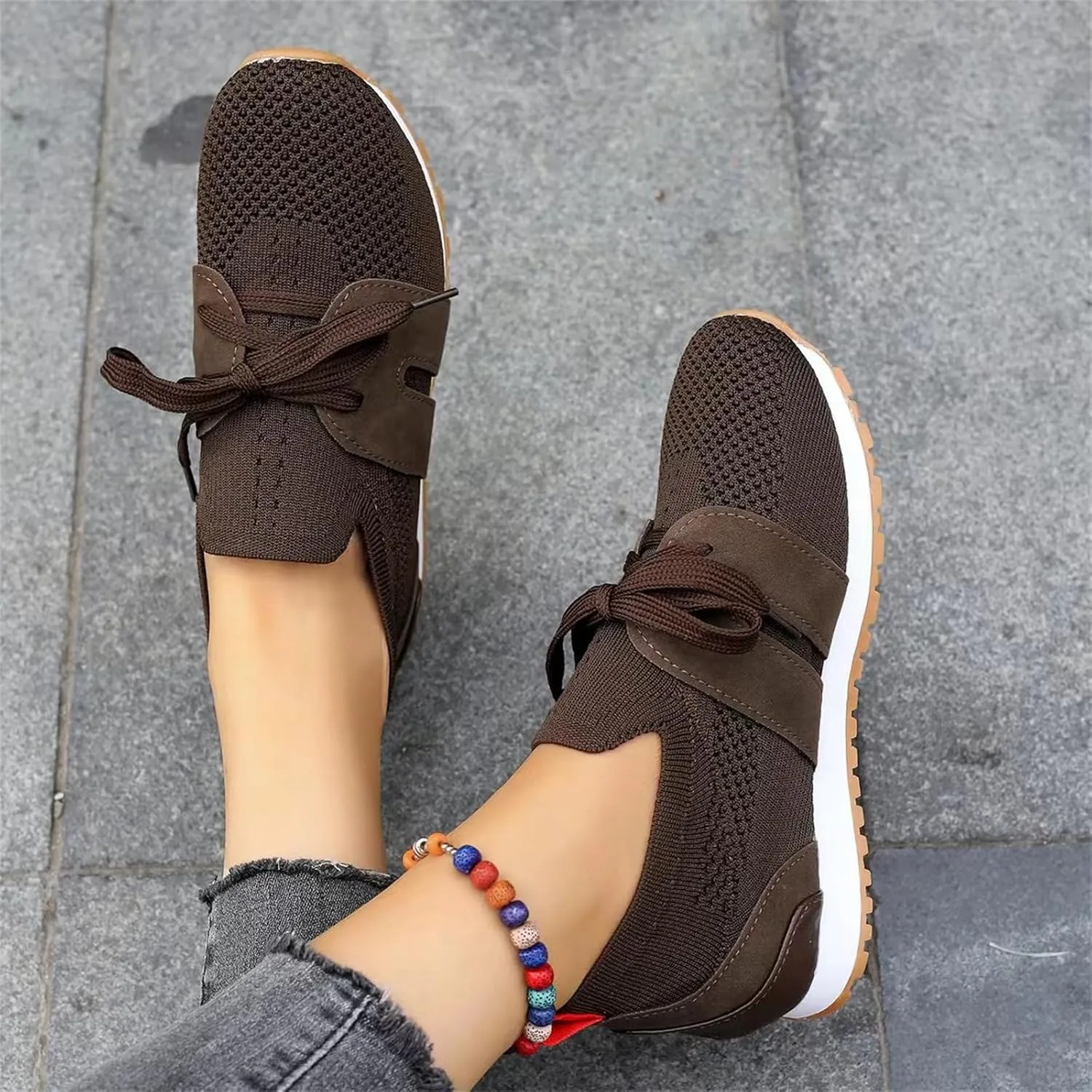 Lausiuoe Slip On Sneakers Women Arch Support Athletic Walking Shoes Casual Mesh-Comfortable Tennis Workout Running Gym Shoes