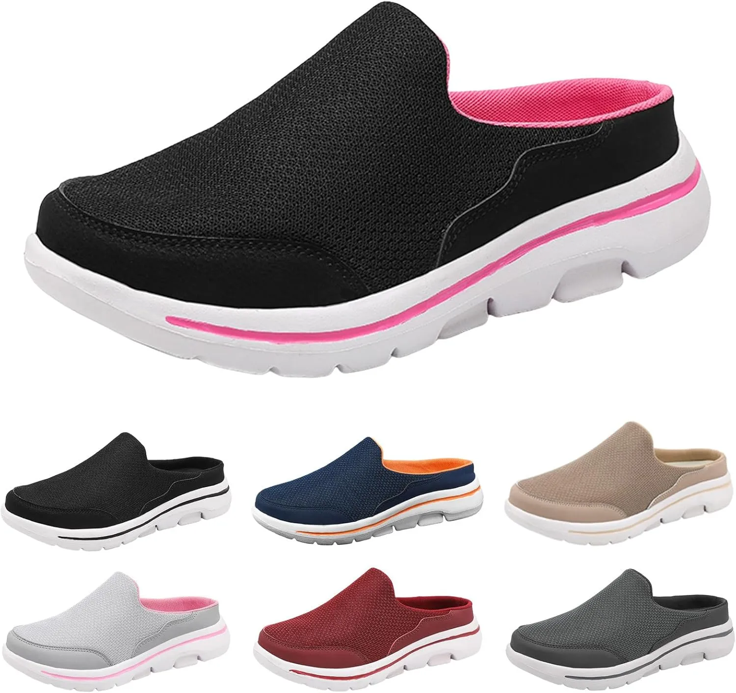Orthopedic Sneakers for Women with Arch Support Slip on Walking Shoes Comfort Lightweight Breathable Mesh Sock Shoe Women Wide Width Comfortable Slip on Sneakers Half Flip Flops