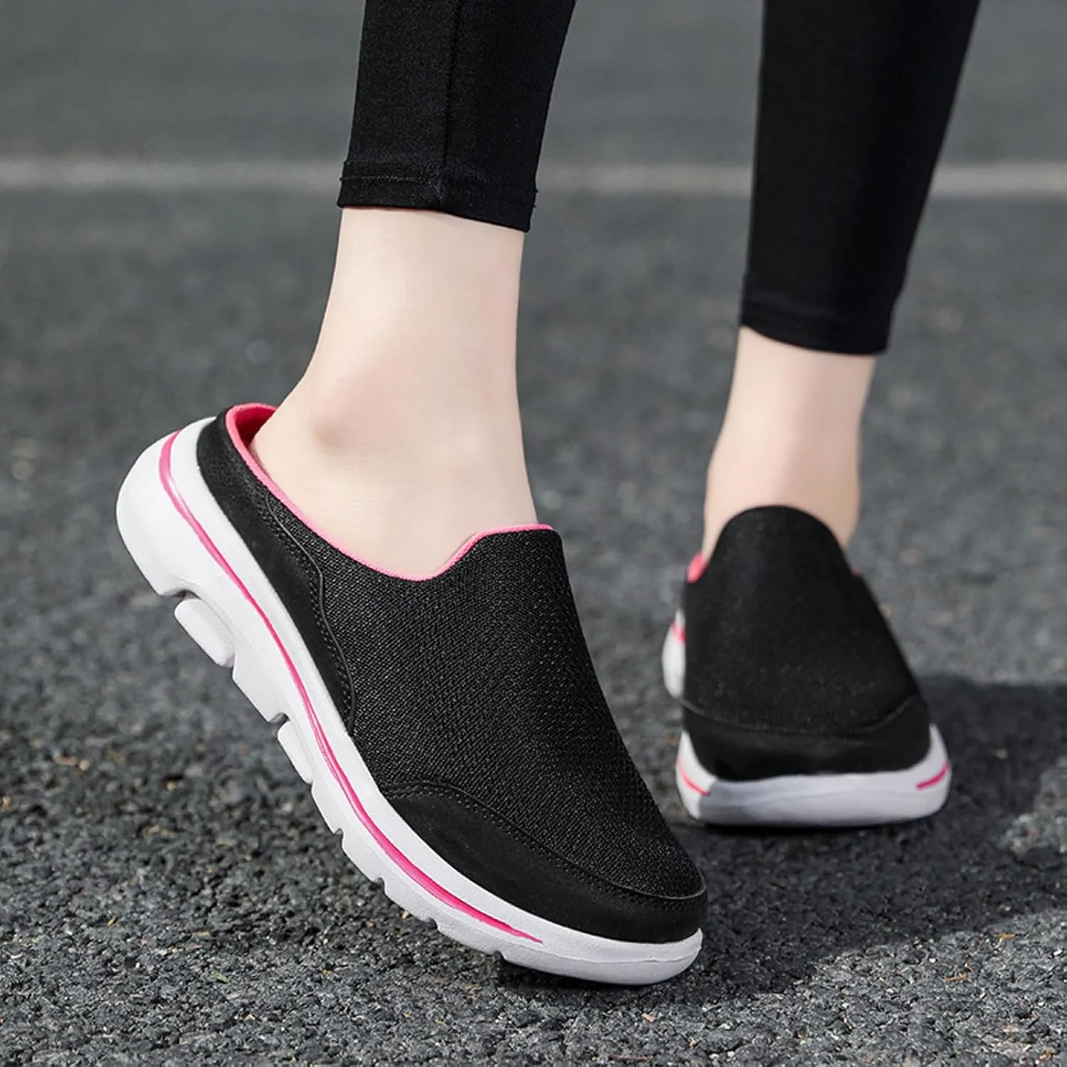 Orthopedic Sneakers for Women with Arch Support Slip on Walking Shoes Comfort Lightweight Breathable Mesh Sock Shoe Women Wide Width Comfortable Slip on Sneakers Half Flip Flops