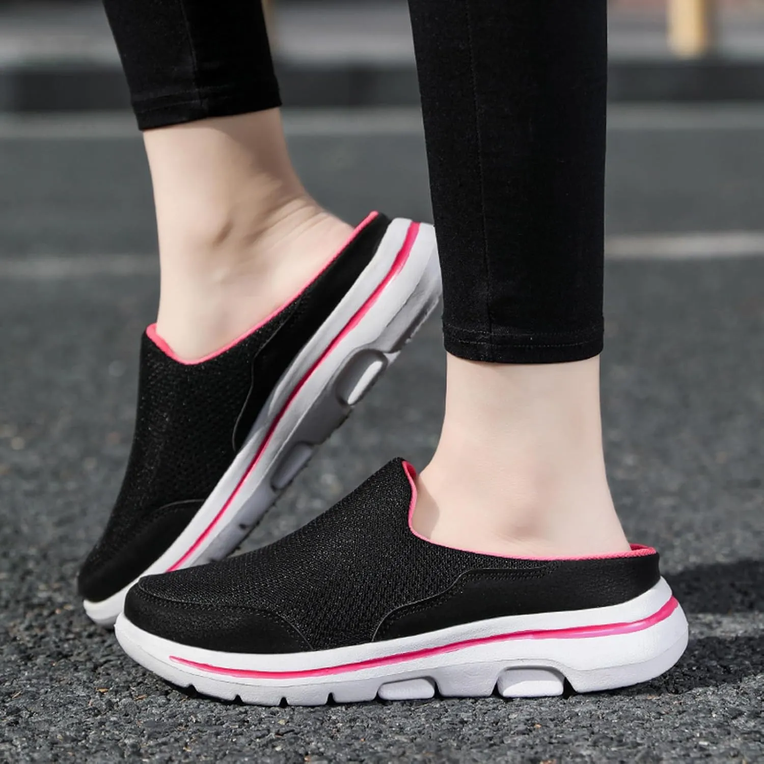 Orthopedic Sneakers for Women with Arch Support Slip on Walking Shoes Comfort Lightweight Breathable Mesh Sock Shoe Women Wide Width Comfortable Slip on Sneakers Half Flip Flops