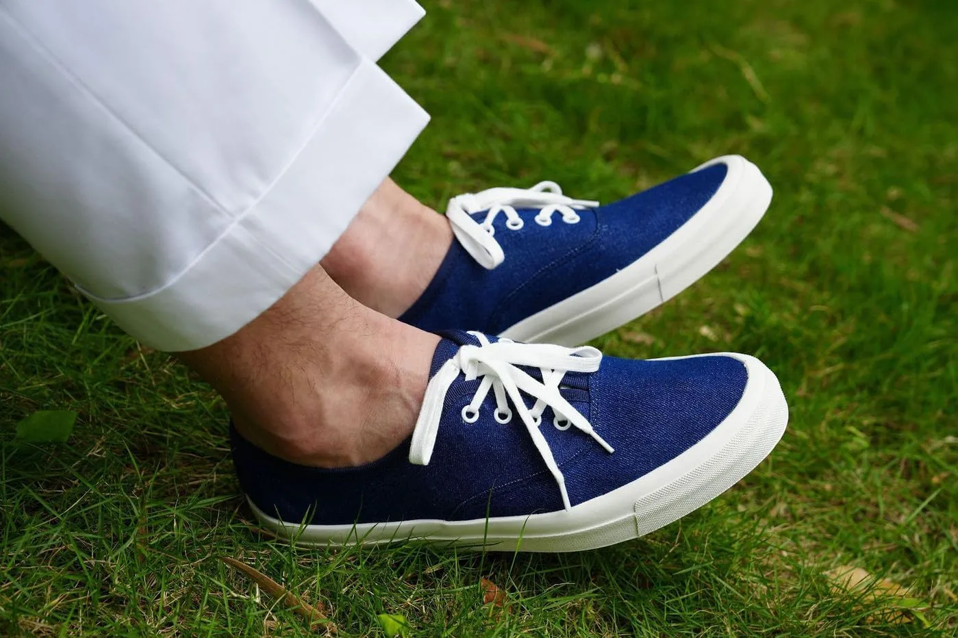 Santimon Men's Classic Canvas Low-Top Sneakers, Blue Dress Casual Shoes, Comfortable Fashion Sneakers for Men
