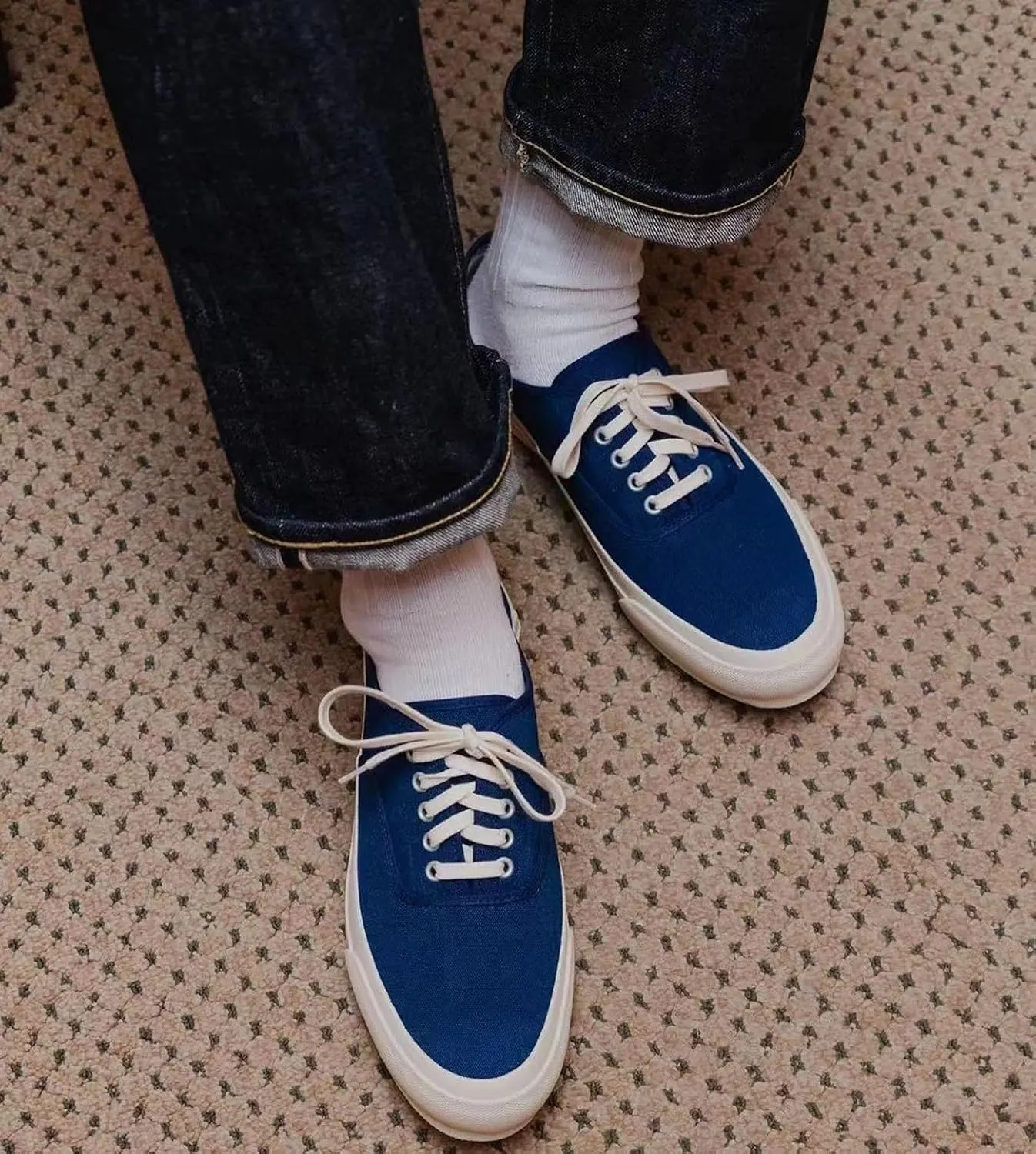 Santimon Men's Classic Canvas Low-Top Sneakers, Blue Dress Casual Shoes, Comfortable Fashion Sneakers for Men