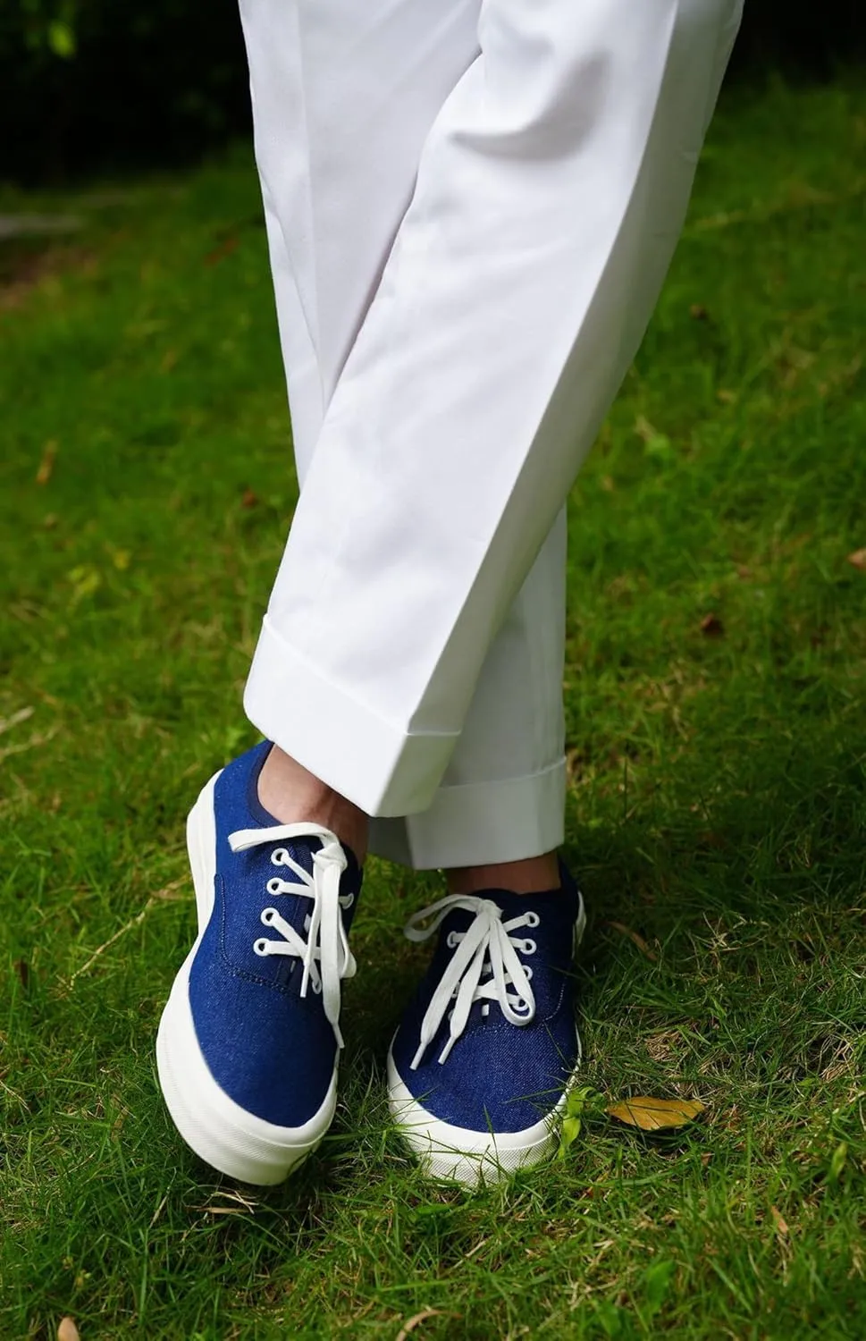 Santimon Men's Classic Canvas Low-Top Sneakers, Blue Dress Casual Shoes, Comfortable Fashion Sneakers for Men