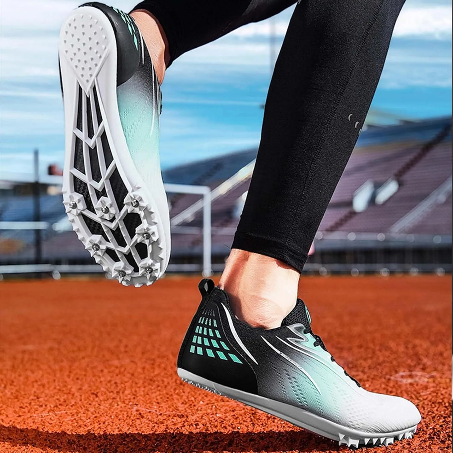 Spikes Track & Field Shoes for Mens Breathable Racing Jumping Sprint Sneakers Kids Boys Girls Youth Running Training Shoes