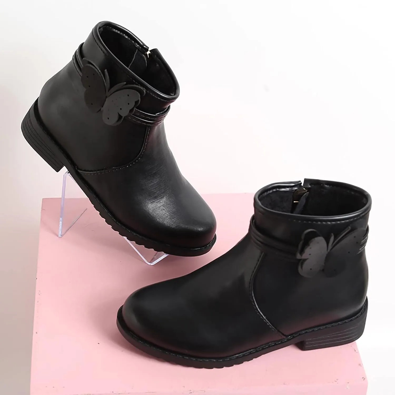Toddlers Boots Girls Butterfly Zip Side Boots Western Boots Kids Ankle Boots Girls Infant First Walking Warm Shoes