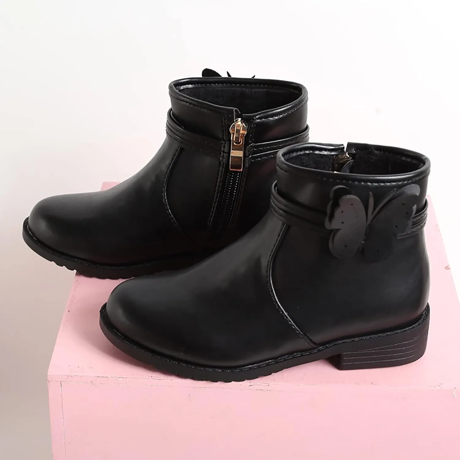 Toddlers Boots Girls Butterfly Zip Side Boots Western Boots Kids Ankle Boots Girls Infant First Walking Warm Shoes