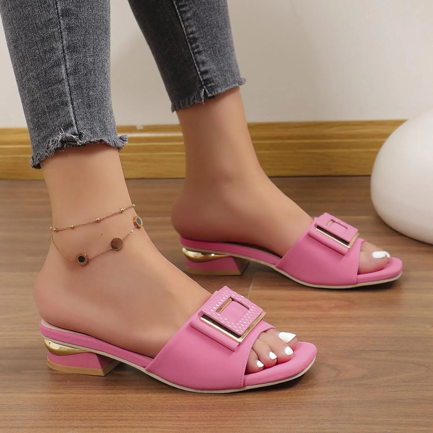 Women's Boho Casual Flat Sandals 2025 Comfortable Fashion Beach Open Toe Summer Slip On Daily Shoes Dress Block Heel Dress Sandals for Outdoor Wedding