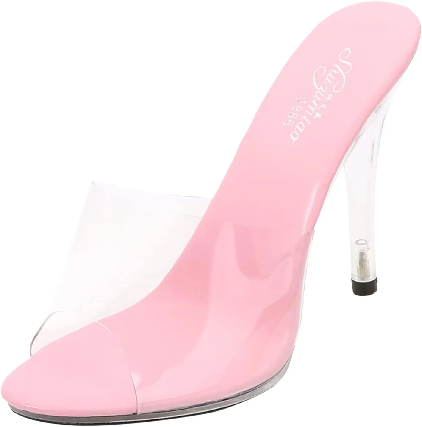Womens Clear Heels Sandals Open Toe Slingback Slip On Summer Casual Dress Shoes Comfortable Transparent Sexy Stiletto Heel Slippers for Party Beach Daily Day