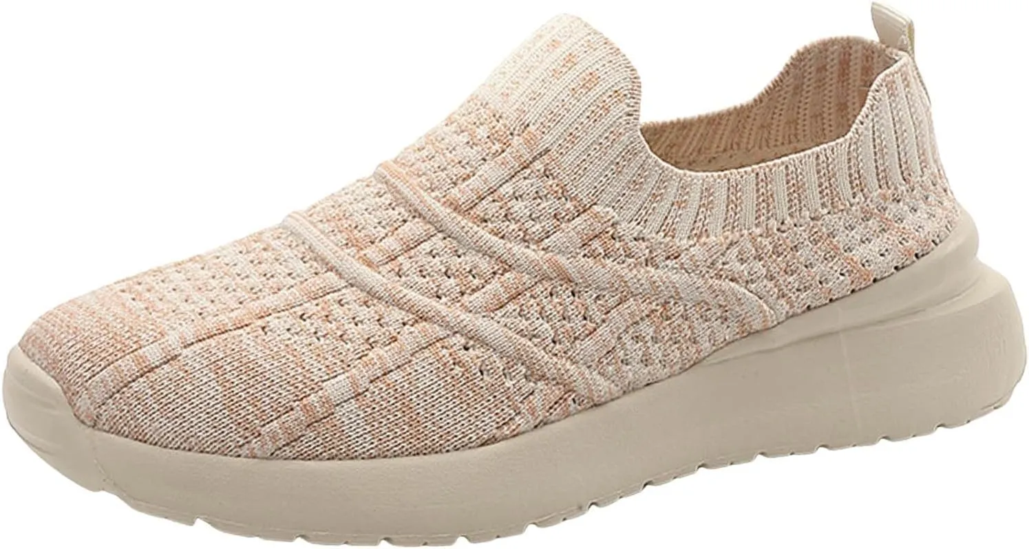 Women's Walking Shoes Elastic Fly Woven Mesh Shoes Casual Slip On Shoes Comfort Lightweight Breathable Shoes