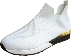 ZSpzx Womens Walking Shoes Sock Tennis Air Cushioned Mesh Flat Breathable Running Sneakers Ladies Fashion Casual Boat Shoes Comfy Slip On Arch Support Lightweight Slip On Shoe for Outdoor Indoor